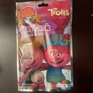 New Bendon ~Lot of 3 TROLLS 🧌 Play Pack ~ Grab & Go Crayons Stickers Coloring